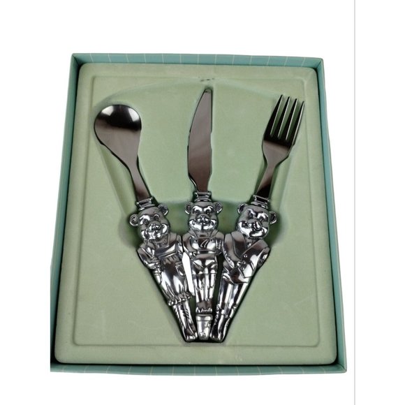 Arthur Court Designs Baby Three Little Bears 3 Piece Baby Silverware Set New - Picture 2 of 7